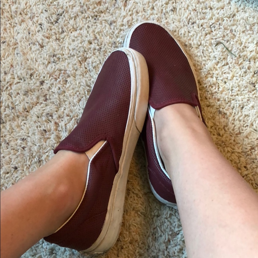 Burgundy slip on VANS